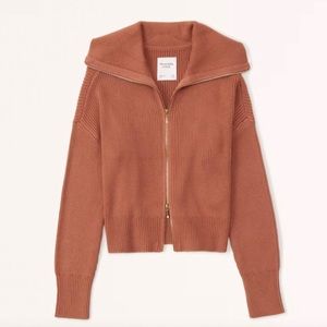 Abercrombie & Fitch Collared Brown Sweater